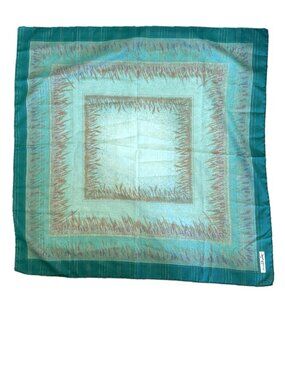Vintage Scarf Gim Renoir Teal Lavendar Wheat with Metallic Thread
